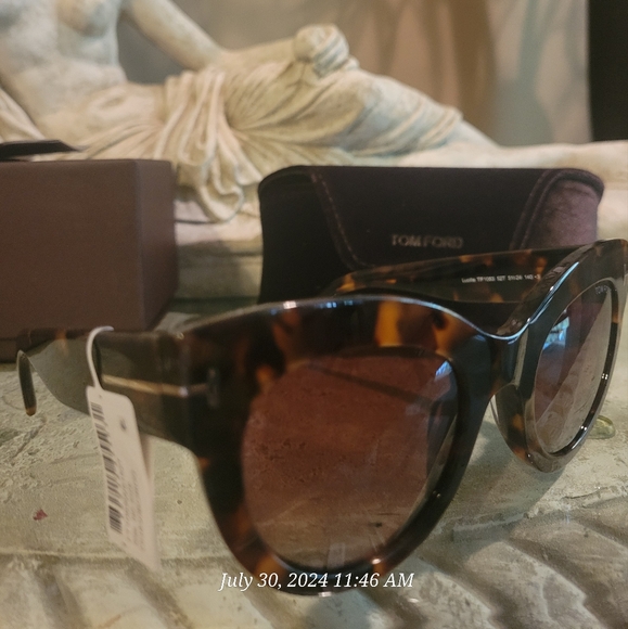 Tom Ford Lucille Cat Eye Sunglasses Dark Havanah Bordeaux Luxury Designer #106 - Picture 8 of 17